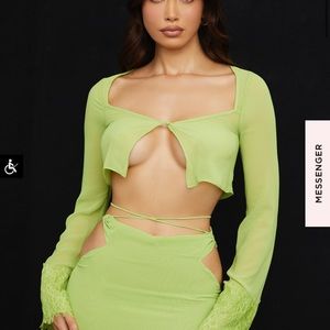 House of CB Tara Lime Green Geogette Top Medium